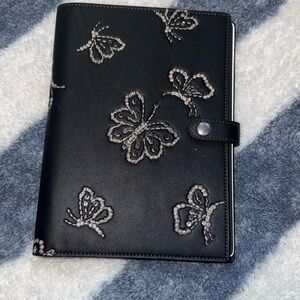 Coach Black Butterfly Embroidered Notebook Cover